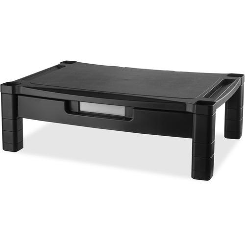 Wide Two-Level Stand With Drawer, Height-Adjustable, 20 X 13 1/4, Black