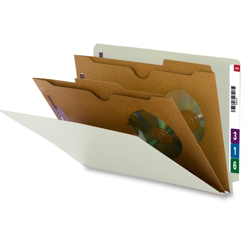 Pressboard End Tab Classification Folder, Pockets, Legal, Six-Section, 10/box