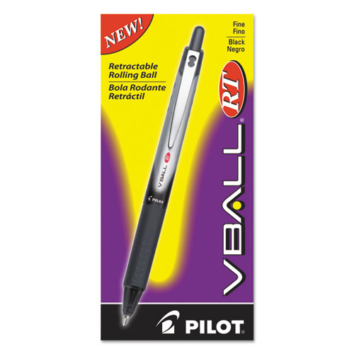 Vball Rt Liquid Ink Retractable Roller Ball Pen, Black Ink, .7mm, Dozen