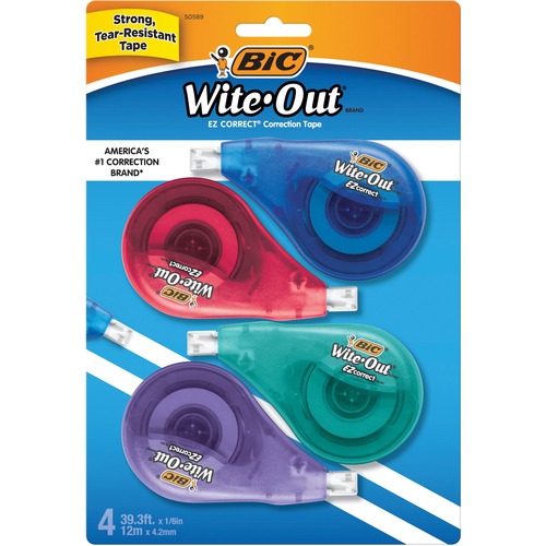Wite-Out Ez Correct Correction Tape, Non-Refillable, 1/6" X 400", 4/pack