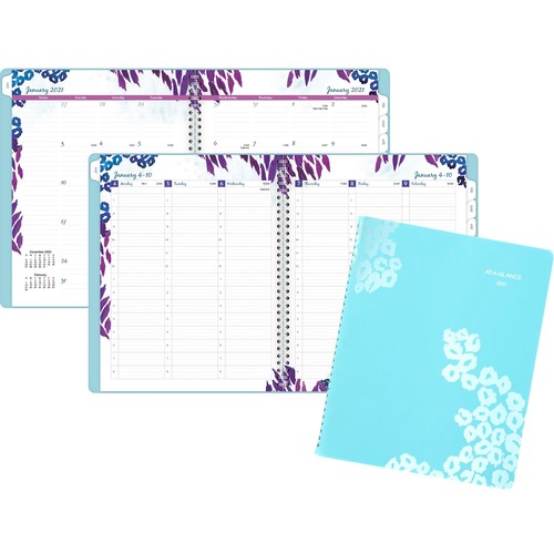 WILD WASHES WEEKLY/MONTHLY PLANNER, 8 1/2 X 11, FLORAL, ANIMAL, 2019