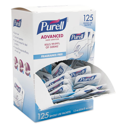 Advanced Hand Sanitizer Single Use, 1.2 Ml, Packet, Clear, 125/box, 12 Box/ct
