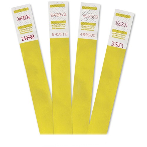 CROWD MANAGEMENT WRISTBANDS, SEQUENTIALLY NUMBERED, 9 3/4 X 3/4, YELLOW, 500/PK