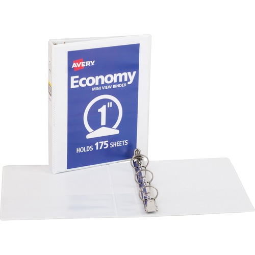 ECONOMY MINI VIEW BINDER W/ROUND RINGS, 8 1/2 X 5 1/2, 1" CAP, WHITE