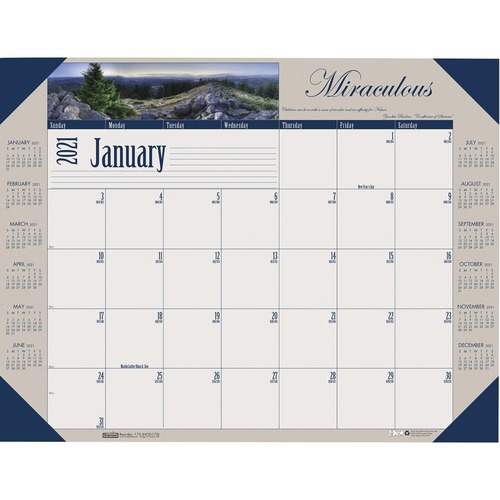 RECYCLED MOTIVATIONAL PHOTOGRAPHIC MONTHLY DESK PAD CALENDAR, 22 X 17, 2019