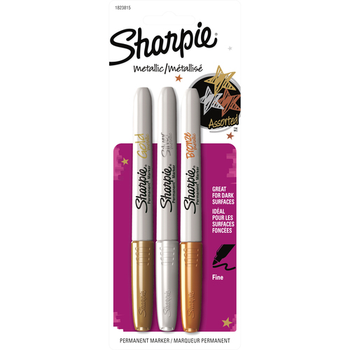 Sharpie Metallic Markers, Fine, 3 Color/PK, Assorted