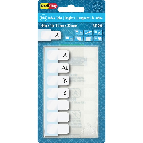 Side-Mount Self-Stick Plastic Index Tabs, 1 Inch, White, 104/pack