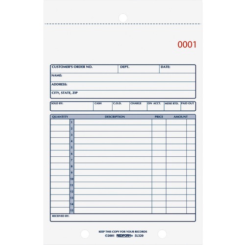 Sales Book, 5 1/2 X 7 7/8, Carbonless Duplicate, 50 Sets/book