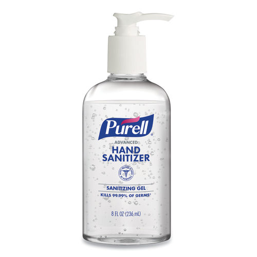 Advanced Gel Hand Sanitizer, Refreshing Scent, 8 oz Pump Bottle, 12/Carton