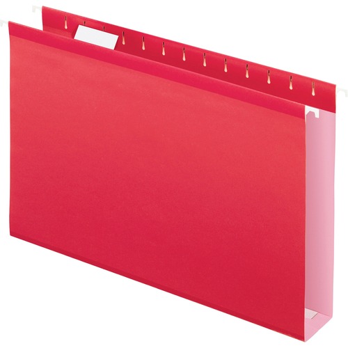 Reinforced 2" Extra Capacity Hanging Folders, 1/5 Tab, Legal, Red, 25/box