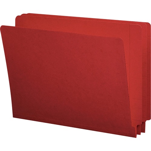 Colored File Folders, Straight Cut, Reinforced End Tab, Letter, Red, 100/box