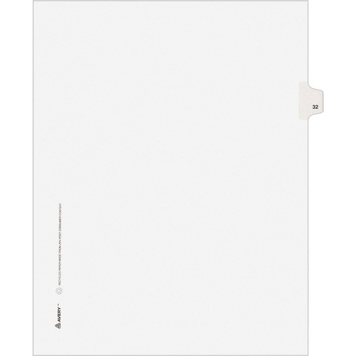 Avery-Style Legal Exhibit Side Tab Divider, Title: 32, Letter, White, 25/pack