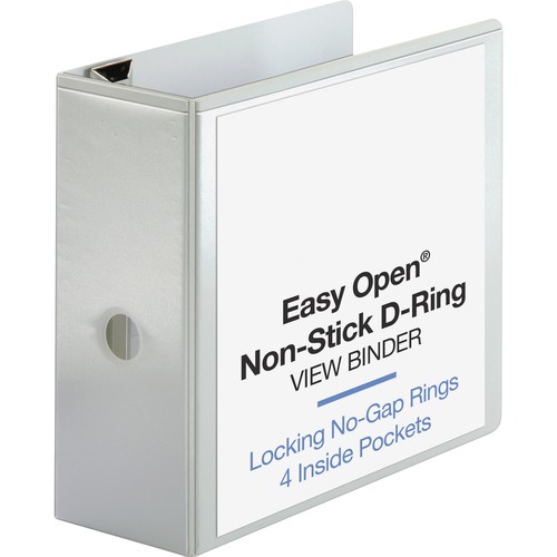 View Binder, Locking D-Ring, 5" Capacity, Letter, White