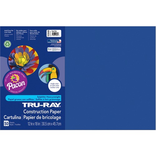 Tru-Ray Construction Paper, 76 Lbs., 12 X 18, Royal Blue, 50 Sheets/pack