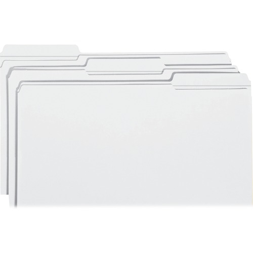 File Folders, 1/3 Cut, Reinforced Top Tab, Legal, White, 100/box