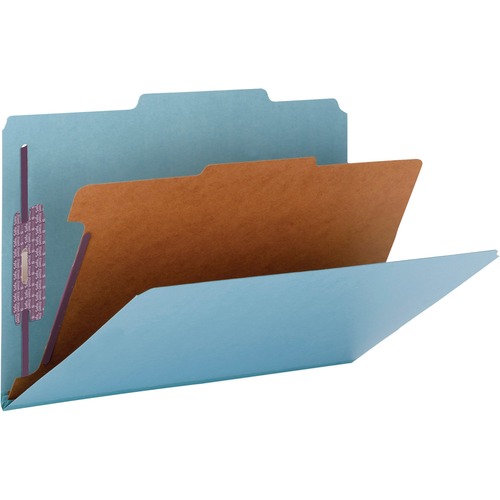 Pressboard Classification Folders, Legal, Four-Section, Blue, 10/box