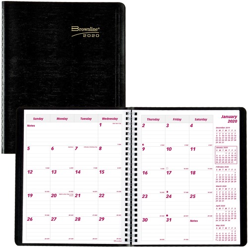 ESSENTIAL COLLECTION 14-MONTH RULED PLANNER, 8 7/8 X 7 1/8, BLACK, 2019