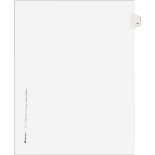 Avery-Style Legal Exhibit Side Tab Divider, Title: 28, Letter, White, 25/pack