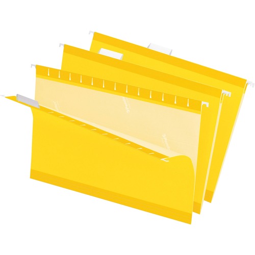 COLORED REINFORCED HANGING FOLDERS, LEGAL SIZE, 1/5-CUT TAB, YELLOW, 25/BOX