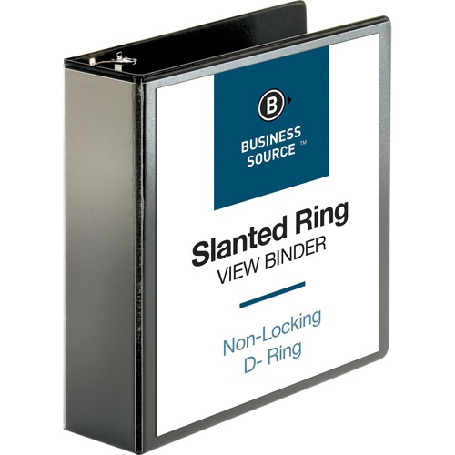 Business Source  D-Ring View Binder, 3" Capacity, 11x8-1/2", Black