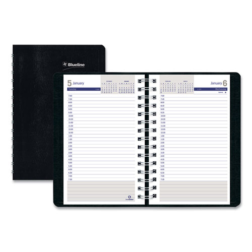 DURAGLOBE DAILY PLANNER RULED FOR 30-MINUTE APPOINTMENTS, 8 X 5, BLACK, 2019