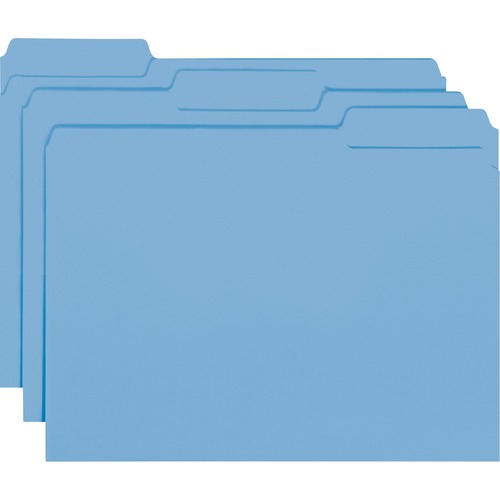 Interior File Folders, 1/3 Cut Top Tab, Letter, Blue, 100/box