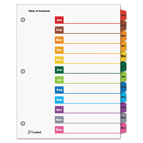 ONESTEP PRINTABLE TABLE OF CONTENTS AND DIVIDERS, 12-TAB, JAN. TO DEC., 11 X 8.5, WHITE, 1 SET