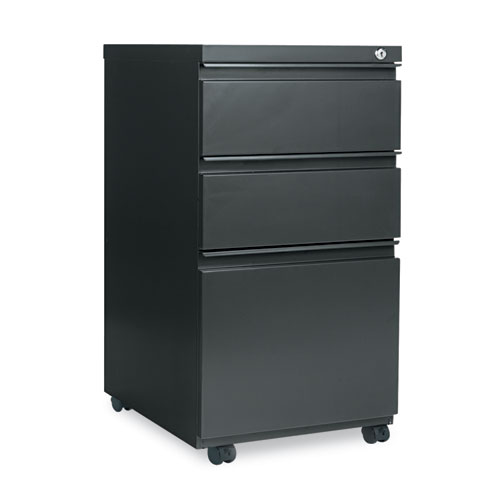 Three-Drawer Metal Pedestal File W/full-Length Pull, 14 7/8 X 19 1/8, Charcoal