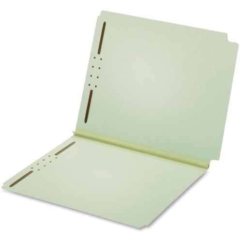 Dual Tab Pressboard Folder, 2 Fasteners, 2" Expansion, Letter, Lt Green, 25/box