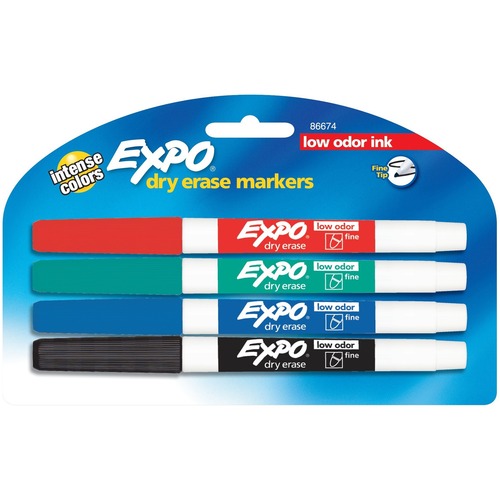 Dry-erase Markers, Fine Point, Nontoxic, 4/ST, Assorted