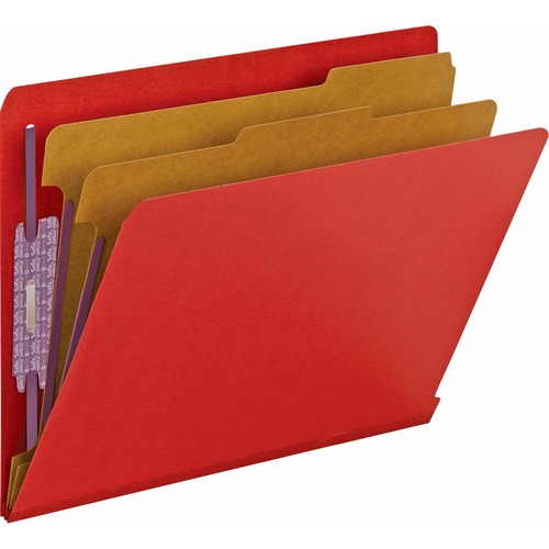 Pressboard End Tab Folders, Letter, Six-Section, Bright Red, 10/box