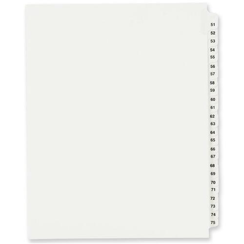 Avery-Style Legal Exhibit Side Tab Divider, Title: 51-75, Letter, White