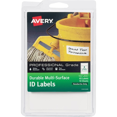 Durable Multi-Surface Id Labels, 1 1/4 X 3 1/2, White, 40/pack
