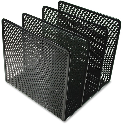 URBAN COLLECTION PUNCHED METAL FILE SORTER, 3 SECTIONS, LETTER SIZE FILES, 8" X 8" X 7.25", BLACK