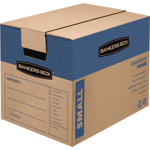 Smoothmove Prime Small Moving Boxes, 16l X 12w X 12h, Kraft/blue, 10/carton
