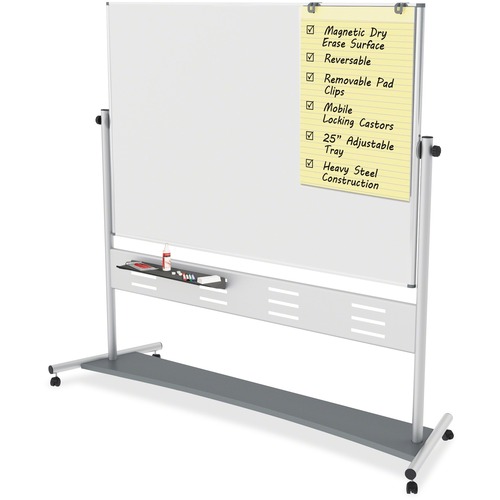 Magnetic Reversible Mobile Easel, 70 4/5w X 47 1/5h, 80"h, White/silver