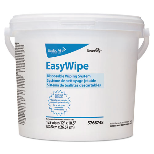 Easywipe Disposable Wiping Refill, 8 5/8 X 24 7/8, White, 125/bucket, 6/carton