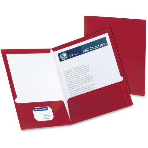 High Gloss Laminated Paperboard Folder, 100-Sheet Capacity, Crimson, 25/box