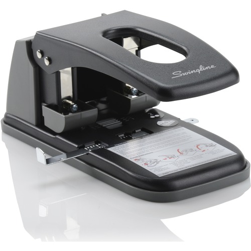 100-SHEET HIGH CAPACITY 2-HOLE PUNCH, FIXED CENTERS, 9/32" HOLES, BLACK/GRAY