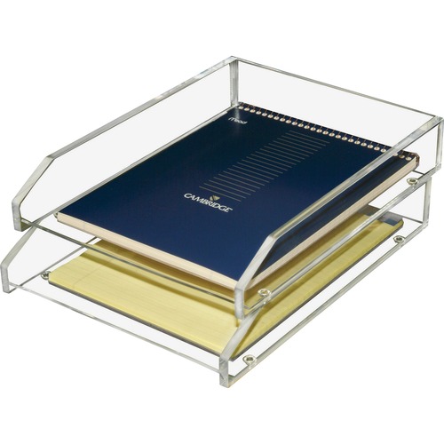 CLEAR ACRYLIC LETTER TRAY, 2 SECTIONS, LETTER SIZE FILES, 10.5" X 13.75" X 2.5", CLEAR, 2/PACK