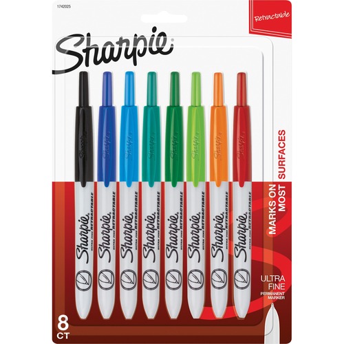 Sharpie Markers, Retractable, Ultra Fine, 8 Pack/ST, AST