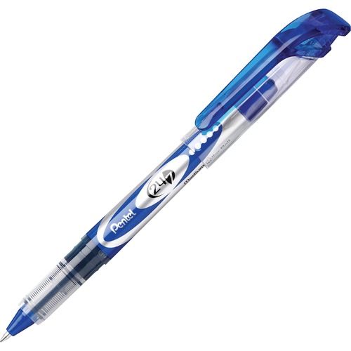 Rollerball Pens, Metal Tip, 0.7mm, 12/DZ, Blue Ink/Barrel