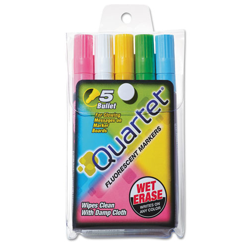 Glo-Write Fluorescent Marker Five-Color Set, Assorted, 5/set