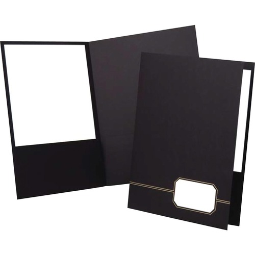 Monogram Series Business Portfolio, Premium Cover Stock, Black/gold, 4/pack