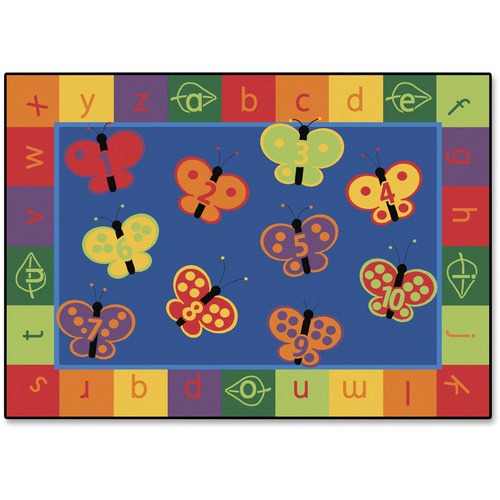 Butterfly Fun Rug,123 ABC,Rectangle,3'10"x5'5",Multi