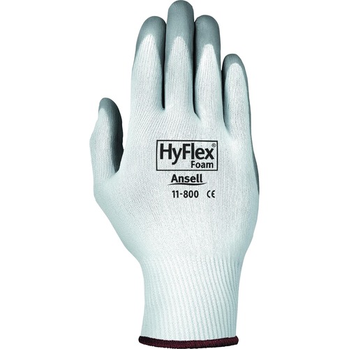 Hyflex Foam Gloves, White/gray, Size 8, 12 Pairs
