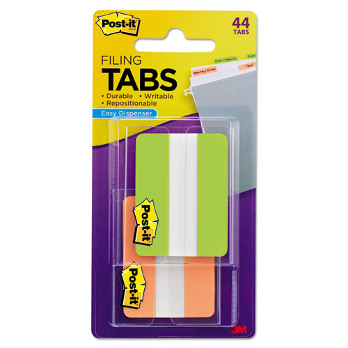 File Tabs, 2 X 1 1/2, Solid, Green/orange, 44/pack