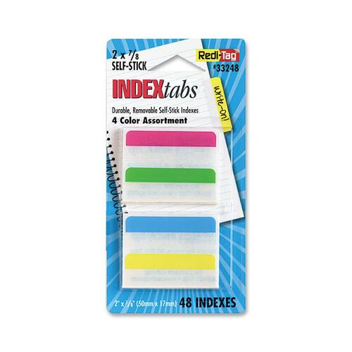 Write-On Self-Stick Index Tabs, 2 X 11/16, 4 Colors, 48/pack
