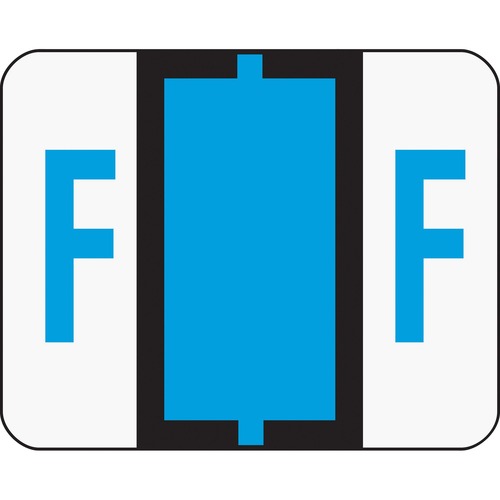 A-Z Color-Coded Bar-Style End Tab Labels, Letter F, Blue, 500/roll