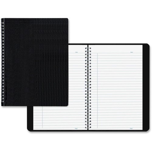 Poly Cover Notebook, 11 X 8 1/2, Ruled, Twin Wire Bound, Black Cover, 80 Sheets